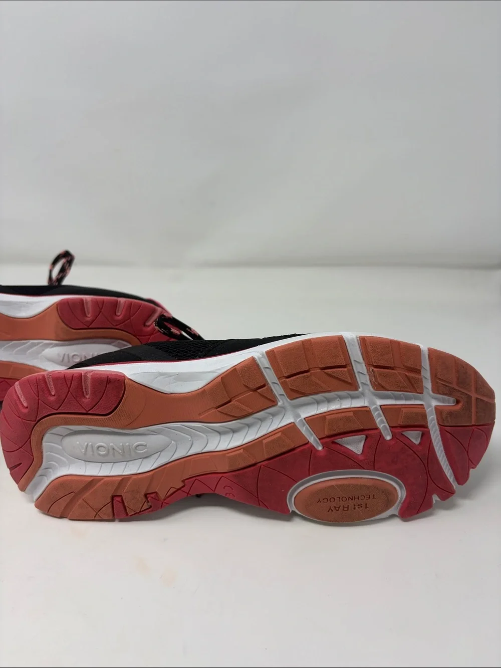 Vionic Black Sneakers with Pink and Coral Accents Size 9.5 Excellent Condition